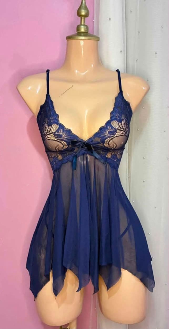 Babydoll Azul Marino de Encaje
